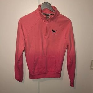 Pink quarter zip up two toned pink colored sweater